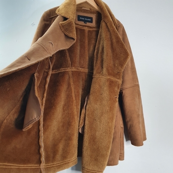 River Island Faux Sherling Suede Jacket Size L - Picture 9 of 10